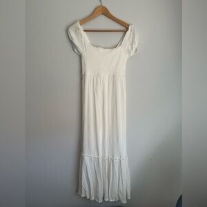Aeropostale Elegant White Smocked Maxi Dress